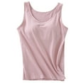 thumbnail image 1 of BYHONG Women's Built-In Bra Tank Top Summer Sleeveless Camisole Plus Size Padded Workout Womens Blouses Casual Crew Neck Top Pink XL, 1 of 8