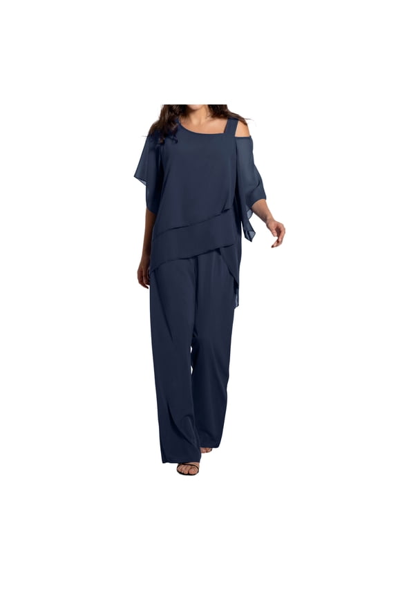 BYHONG Women's Casual Pants Shoulder Irregular Elegant Two Piece Set Womens Pant Suits Pants for Women Black S