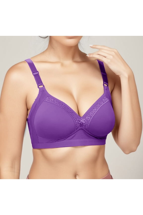 BYHONG Women's Comfortable New Middle and Old Age Large Sized No Steel Ring Gathering Large Cup Thin Cotton Bra Bars for Women 36