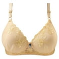 thumbnail image 1 of BYHONG Women's Diamond Embroidered Floral Plus Size Push up Side Nipple Adjuster Bra Cover Without Underwire Underwire Bras for Women Soft Everyday Bra Light Yellow 40, 1 of 3