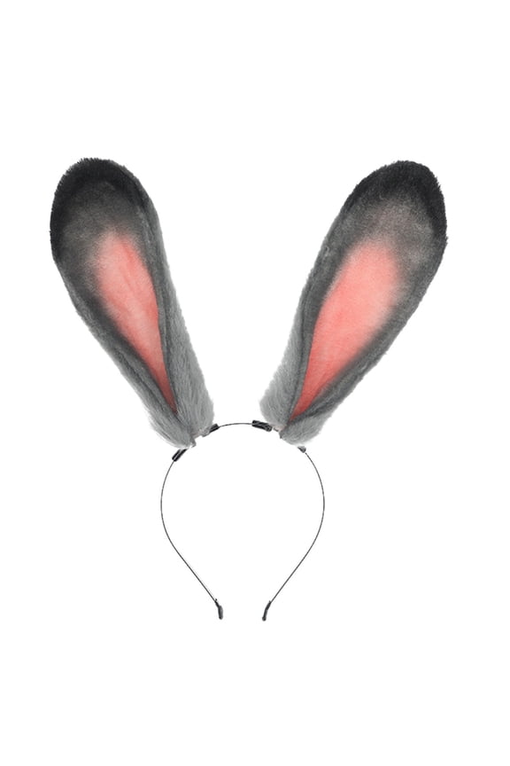 Women's Easter Plush Bunny Ear Headband Rabbit Officer Ears Accessory for Party and Convention Headscarf for Women's Hair Grey One Size