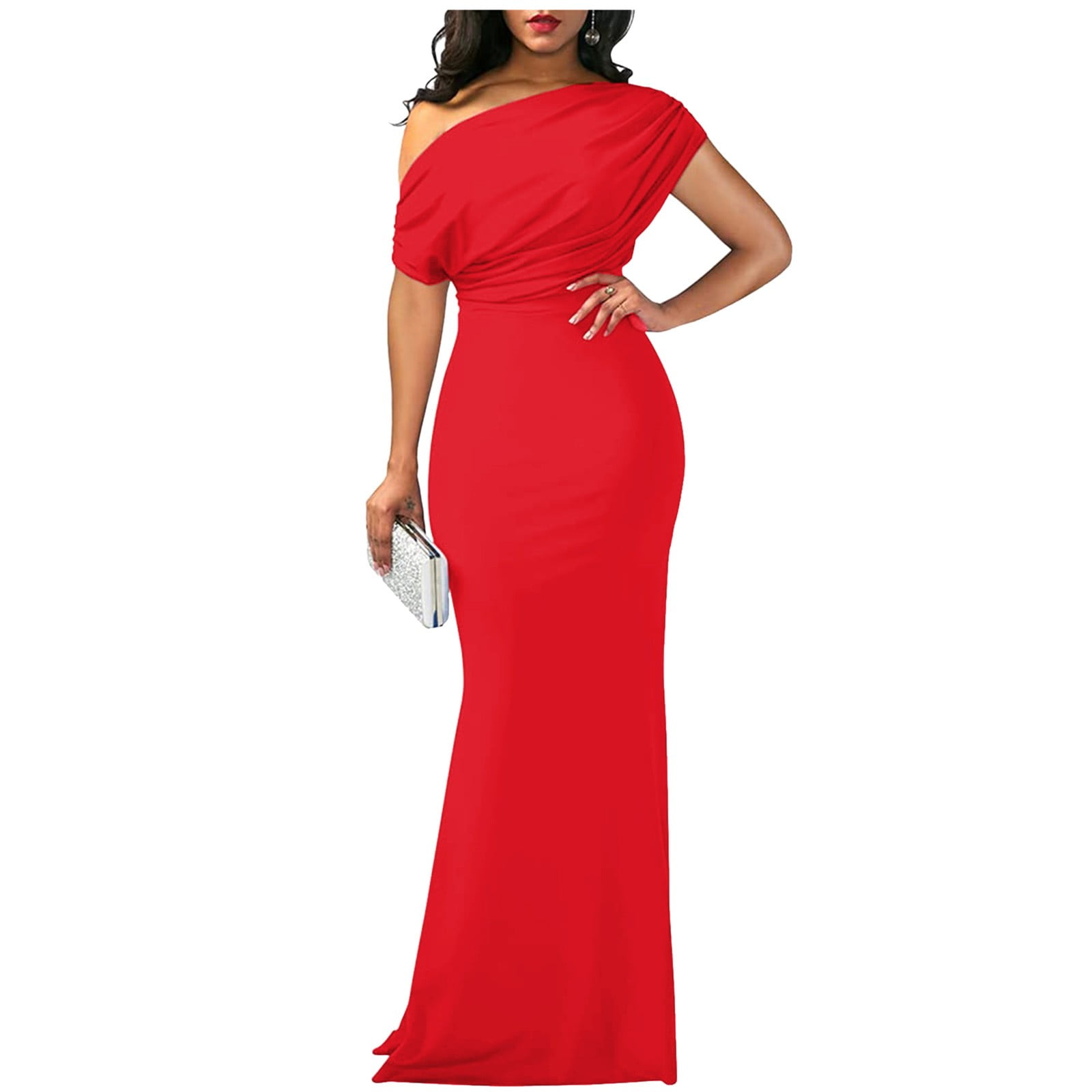 BYHONG Women's Elegant Sleeveless off Shoulder Bodycon Long formal ...