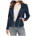 thumbnail image 1 of Bmisegm Women's Fall Suede Moto Jacket Fashion Long Sleeve Zipper Short Casual Coats With Pockets Jackets for Women Casual Blue M, 1 of 9