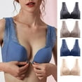thumbnail image 1 of BYHONG Women's Front Closure Bra Racerback Plus Size Unlined Underwire Full Coverage Bras Bra for Women blue C, 1 of 6