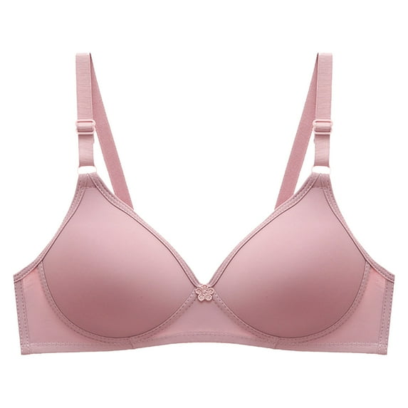 BYHONG Women's Front Side Buckle Lace Edge Without Steel Ring Movement Seamless Gathering Adjustment Yoga Sleep Large Bra Rose Gold 38