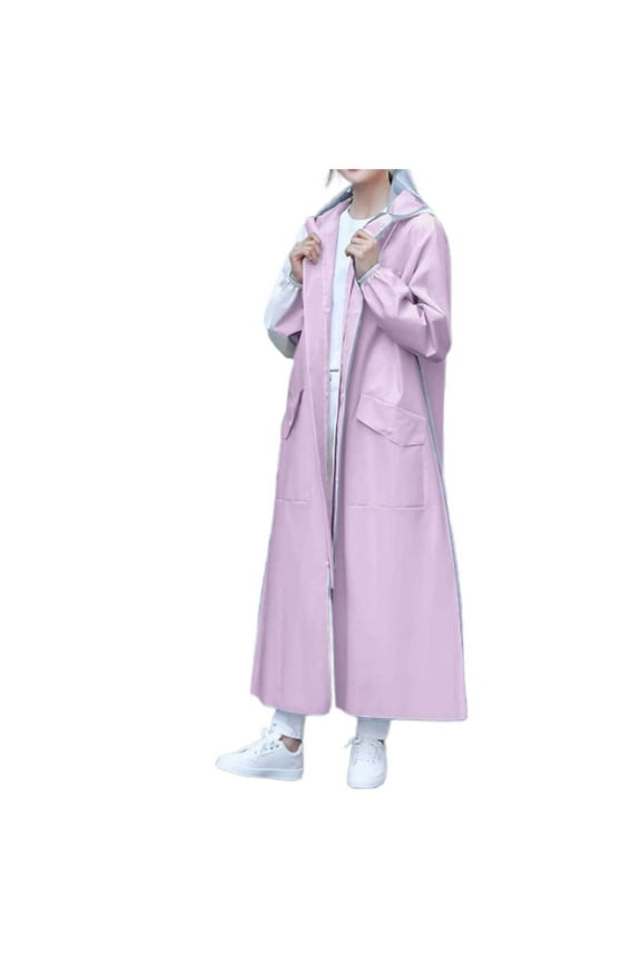Women's Full Length Raincoat Overall Suit for Adults with Hooded Rain Poncho Heavy Duty Storm Women's Windbreakers Purple M