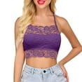 thumbnail image 1 of BYHONG Women's Lace Crop Tank Top Solid Color Summer Blouse Sleeveless Womens Tops Casual Streetwear Vest Purple M, 1 of 5