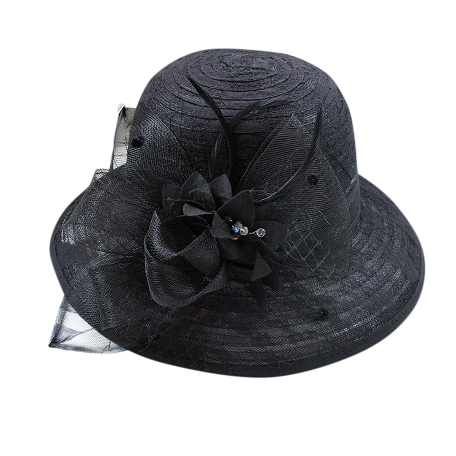 BYHONG Women's Lace Mesh Flower top Hat Summer Shade Foldable Sunblock ...