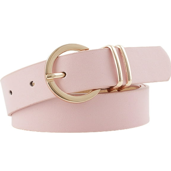 Bmisegm Women's Leather Belts for Jeans Dresses Fashion Gold Buckle Ladies Belt Womens Belts for Jeans Pink One Size