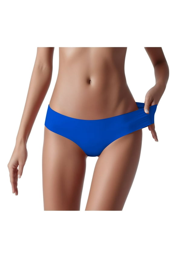 BYHONG Women's Sexy Non-Trace Ice Silk Breathable Midwaist Solid Color Underwear Sexy Underwear Blue M