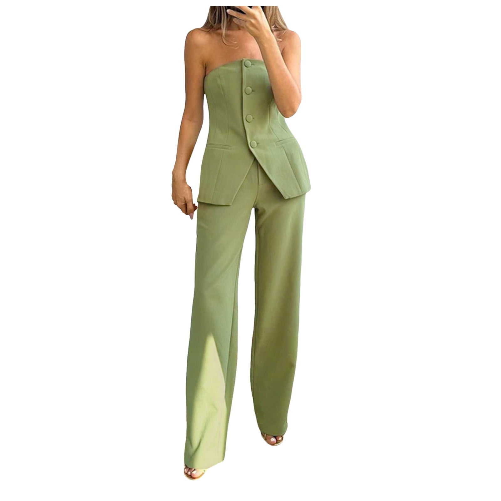 Backless Suspender Top pants Suit