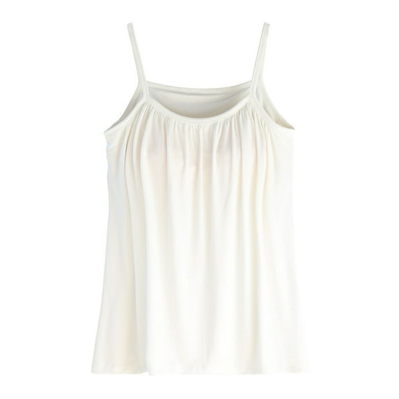 BYHONG Women’s Padded Blouse Plus Size Tank Top for Women with Built-In Bra White M