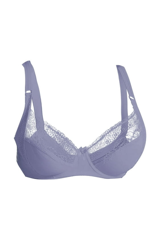 BYHONG Women's Plus Size E Cup Lace Bra Thin Bra Side Support Bra Minimizing Side Womens bras Grey 42/95