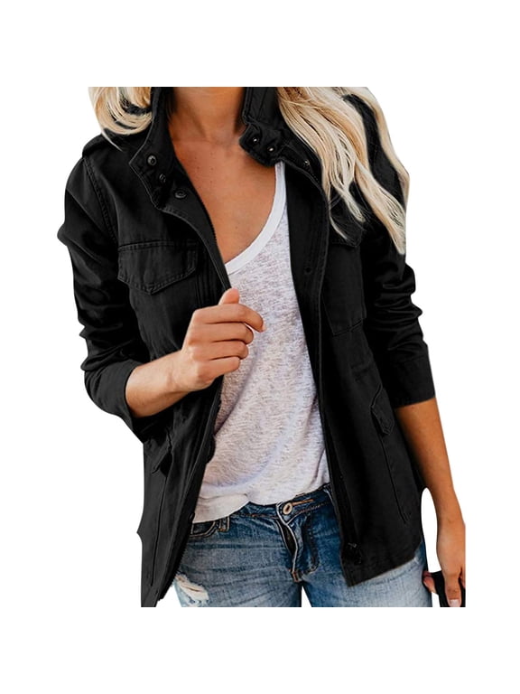 BYHONG Women's Plus Size Jacket Daily Fall Regular Coat Regular Fit Breathable Casual Jacket Long Sleeve Solid Color Quilted Coat Coats for Women Black XXL
