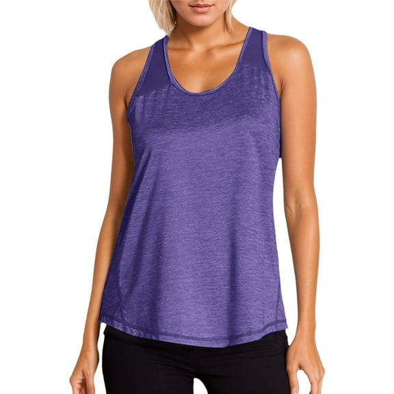 BYHONG Women's Racerback Tank Top - Breathable Mesh Yoga Blouse, Workout & Athletic Shirt for Women, Comfortable Fitness Clothes Light Purple S