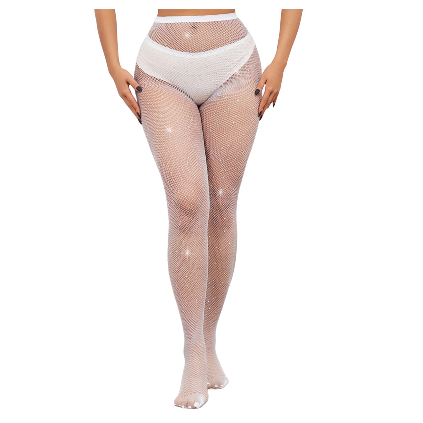 BYHONG Women's Rhinestone Fishnets Sexy Sparkly Glitter Party Concert Outfit  Fishnet Stockings Women's Underwear White A - Walmart Business Supplies