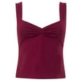 thumbnail image 1 of BYHONG Women's Pleated Bustier Tank Top Sleeveless Crop Top with Strappy Neck & Side Slits, Summer Womens Blouses & Casual Vest Red S, 1 of 2