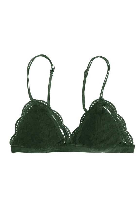BYHONG Women's Strapless Bra Removable Triangular Cup Lace Comfort Bra Green S