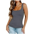 thumbnail image 1 of BYHONG Women's Suspender Tank Top - Slim Fit Summer Vest, Solid Color Womens Blouses & Casual Top Grey M, 1 of 4