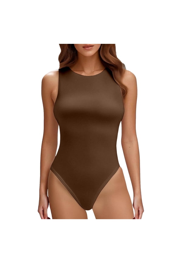 BYHONG Women's Shapewear Bodysuit Seamless Full Body For Everyday Wear With Snap Closure Comfortable Stretch Coffee S