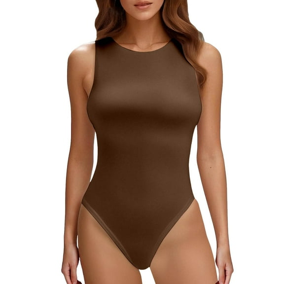 BYHONG Women's Shapewear Bodysuit Seamless Full Body For Everyday Wear With Snap Closure Comfortable Stretch Coffee XL