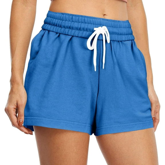 BYHONG Women's Shorts Women's Casual Summer Drawstring Sports Shorts Blue S