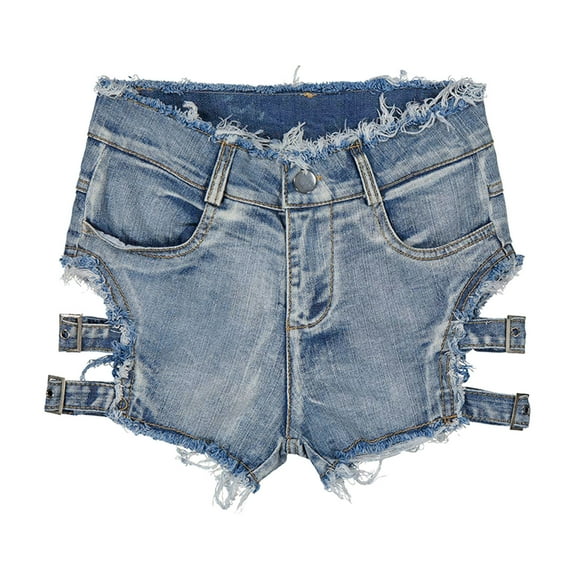 BYHONG Women's Shorts Women's High Waisted Stretchy Denim Shorts Summer Jeans Shorts Blue S