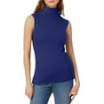 thumbnail image 1 of BYHONG Women's Sleeveless Turtleneck Tank Top Solid Color Layering Vest Basic Slim Fit Womens Blouses & Casual Base Shirt Dark Blue XXXL, 1 of 4