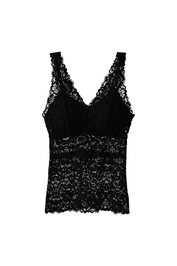 Women's Solid Color Lace Thin Sexy Camisole Ideal for Layering Women's Tanks & Camis Black One Size