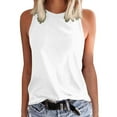 thumbnail image 1 of BYHONG Women's Solid Color Tank Top Sleeveless Round Neck Vest Summer Womens Blouses Casual T-Shirt Style Top White L, 1 of 4