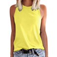 thumbnail image 1 of BYHONG Women's Solid Color Tank Top Sleeveless Round Neck Vest Summer Womens Blouses Casual T-Shirt Style Top Yellow S, 1 of 4