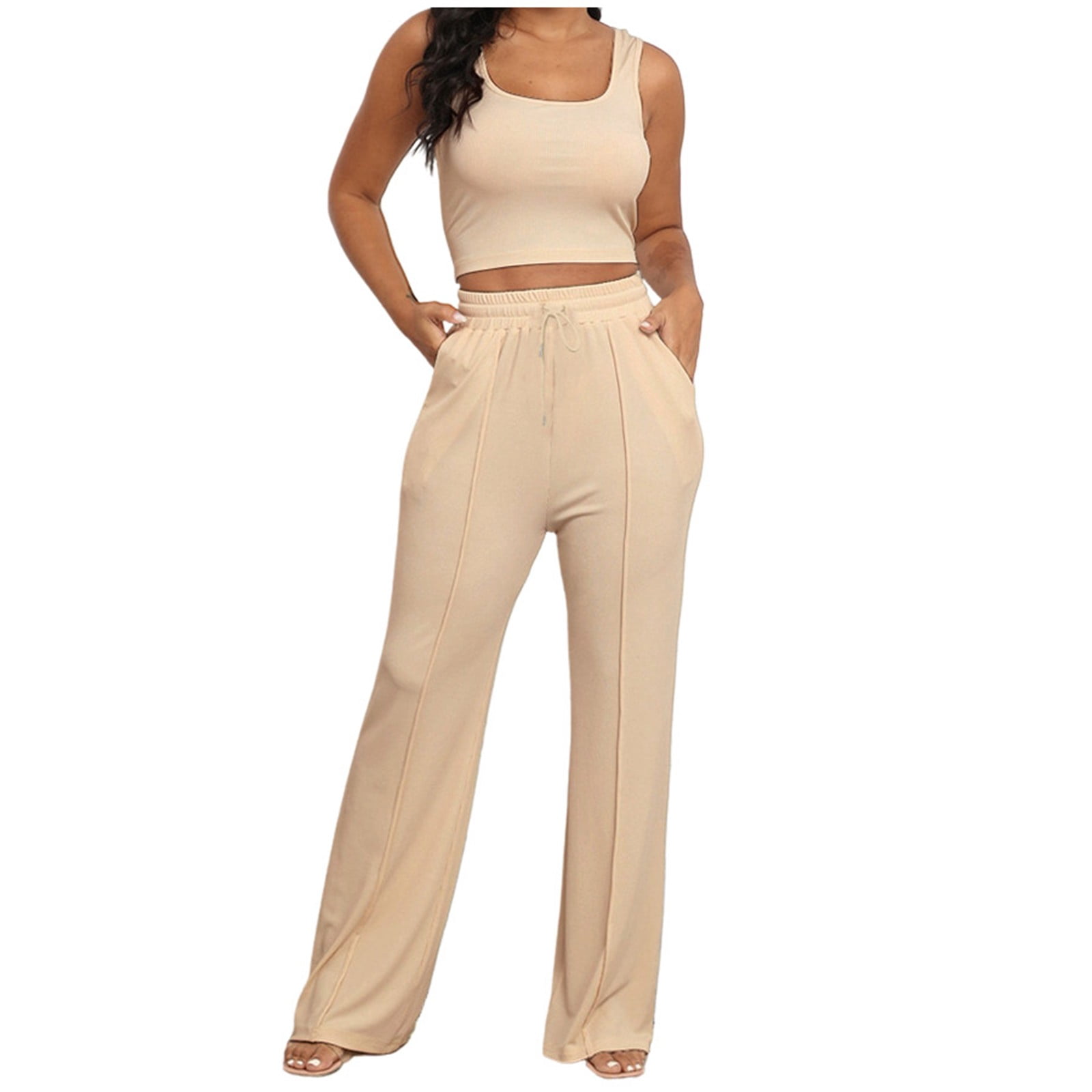 Sleeveless Vest Wide Leg Pants Set