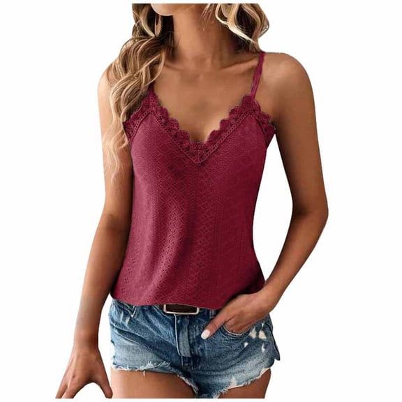 BYHONG Women's Square Neck Pleated Tank Top - Loose Summer Blouse, Plus Size Sleeveless Vest Top Red S