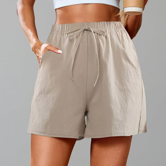 BYHONG Women's Summer Casual Shorts – Cute, Soft, Elastic Boxer Shorts for Comfortable Everyday Wear Khaki S