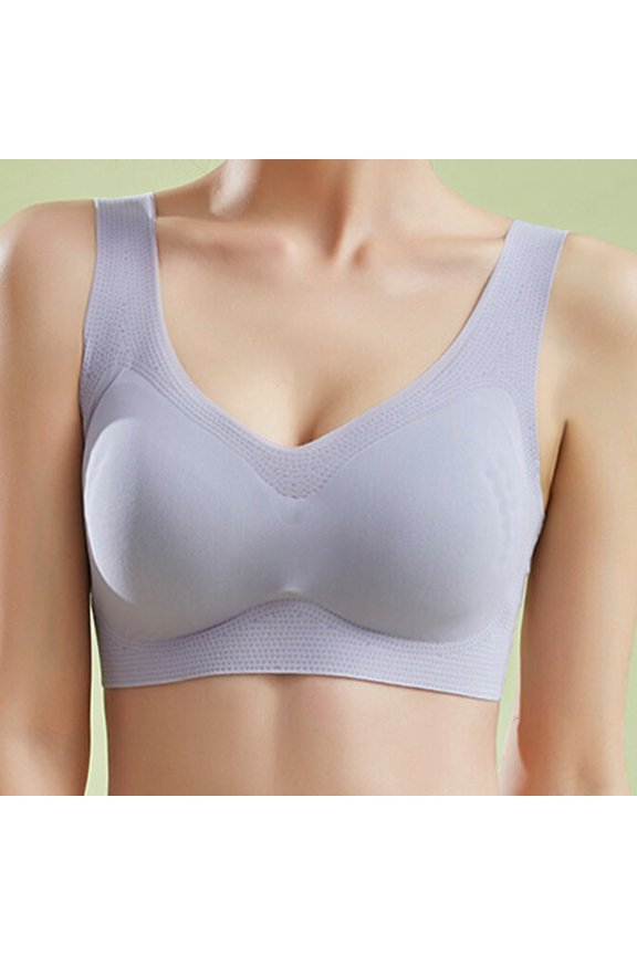 Women's Summer Comfort Sports Fitness Gathering Traceless Latex Large Back Bra Bra for Women Blue XXXL