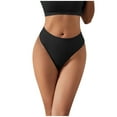 thumbnail image 1 of BYHONG Women's Thong Yoga Seamless Thread Middle and Low Waisted Sexy Sports Triangle Underwear Women Panties Black One Size, 1 of 4
