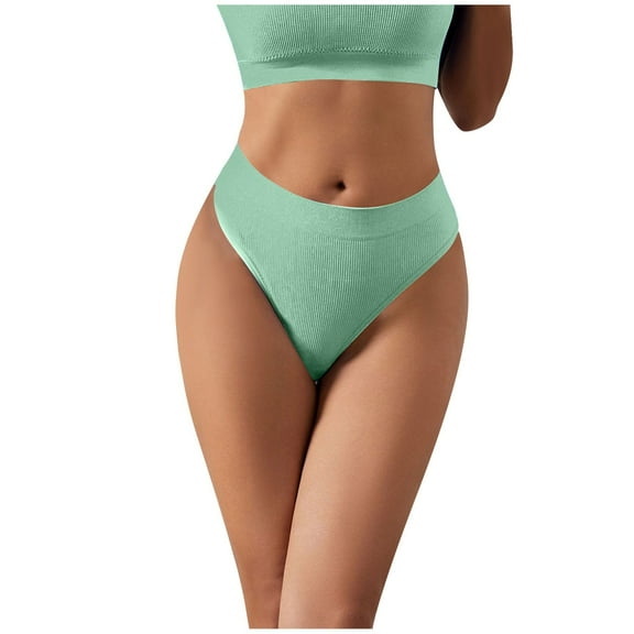 BYHONG Women's Thong Yoga Seamless Thread Middle and Low Waisted Sports Triangle Underwear Women Panties Mint Green One Size