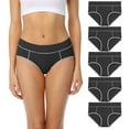 thumbnail image 1 of BYHONG Women's Underwear Stretch Mid Waisted Briefs Ladies Panties 5 Pack Women's&nbsp;Panties Black L, 1 of 5