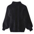 thumbnail image 1 of Bmisegm Women's Winter Sweater Loose Warm Pullover Plush Pullover Loose Plain Knitted Crew Neck Women's Sweaters Black One Size, 1 of 3