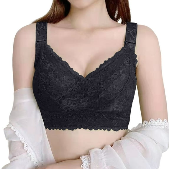 BYHONG Women's Wireless Bra with Seamless Smooth Comfort Wirefree T Shirt Bra Black 34