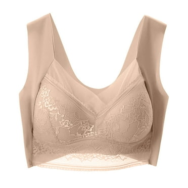 BYHONG Women's Wireless Bra with Seamless Smooth Comfort Wirefree T Shirt Bra Underwire Bras for Women Soft Everyday Bra Beige XXXXL