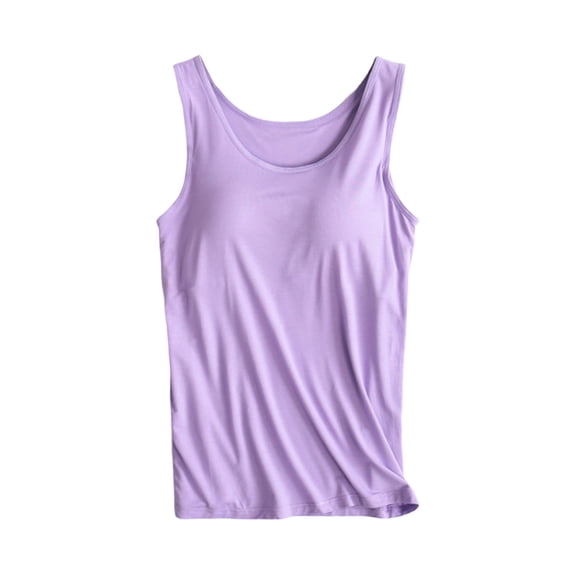 BYHONG Women’s Workout Blouse No-Steel Chest Pad Tank Top for Women Wide Strap Sports Vest Light Purple XXXXL