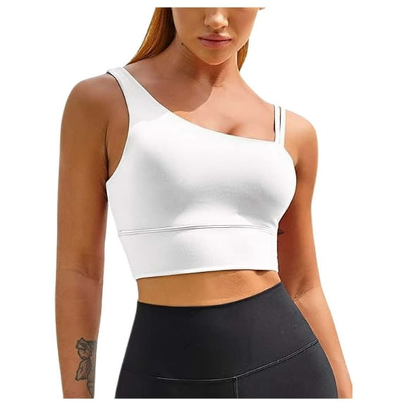 BYHONG Women’s Yoga Blouse – Adjustable Sports Bra Tank Top for Women, Fixed Cup Workout Top White M