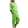 thumbnail image 1 of BYHONG Womens Casual Solid Color Pants High Waist Loose Pocket Pant Two Piece Sets Womens Pant Suits Green XXL, 1 of 5