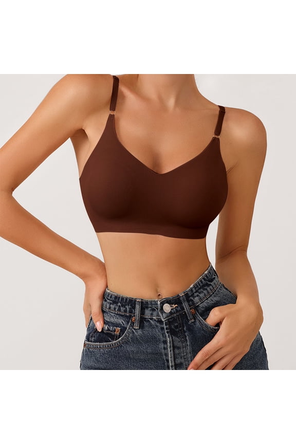 BYHONG Womens Comfort Lightly Lined Seamless Wireless Triangle Bralette Bra Bra for Women Purple S