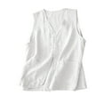 thumbnail image 1 of BYHONG Womens Cotton Linen Vest Casual Loose V Neck Sleeveless Vests Jacke Vest for Women WH L, 1 of 6