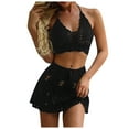 thumbnail image 1 of BYHONG Womens Crocheted Hollowed Out Two Piece Summer Bikini Beach Wear Swimsuit Black_002 XL, 1 of 6