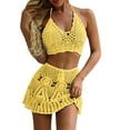 thumbnail image 1 of BYHONG Womens Crocheted Hollowed Out Two Piece Summer Bikini Beach Wear Swimsuit Yellow_001 S, 1 of 5