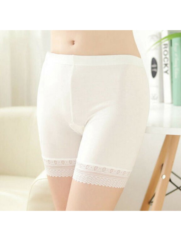 BYHONG Womens Elastic Safety Lace Soft Under Shorts Pants Leggings Render Panties Womens Panties White M
