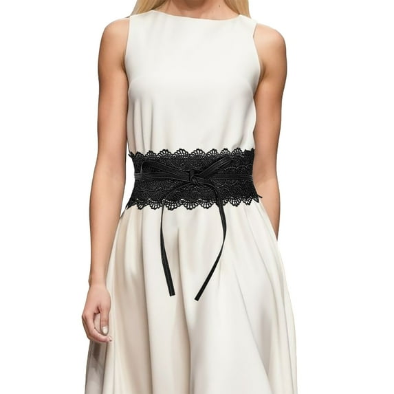 Bmisegm Womens Fashion Lace Dress Belt Hollow Out Belt Decorated Skinny Waist Belt Belts for Women Black One Size